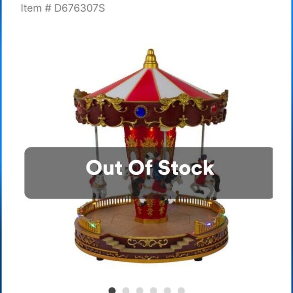 11" Red & White LED Animated Christmas Carousel with Horses - Picture 6 of 7